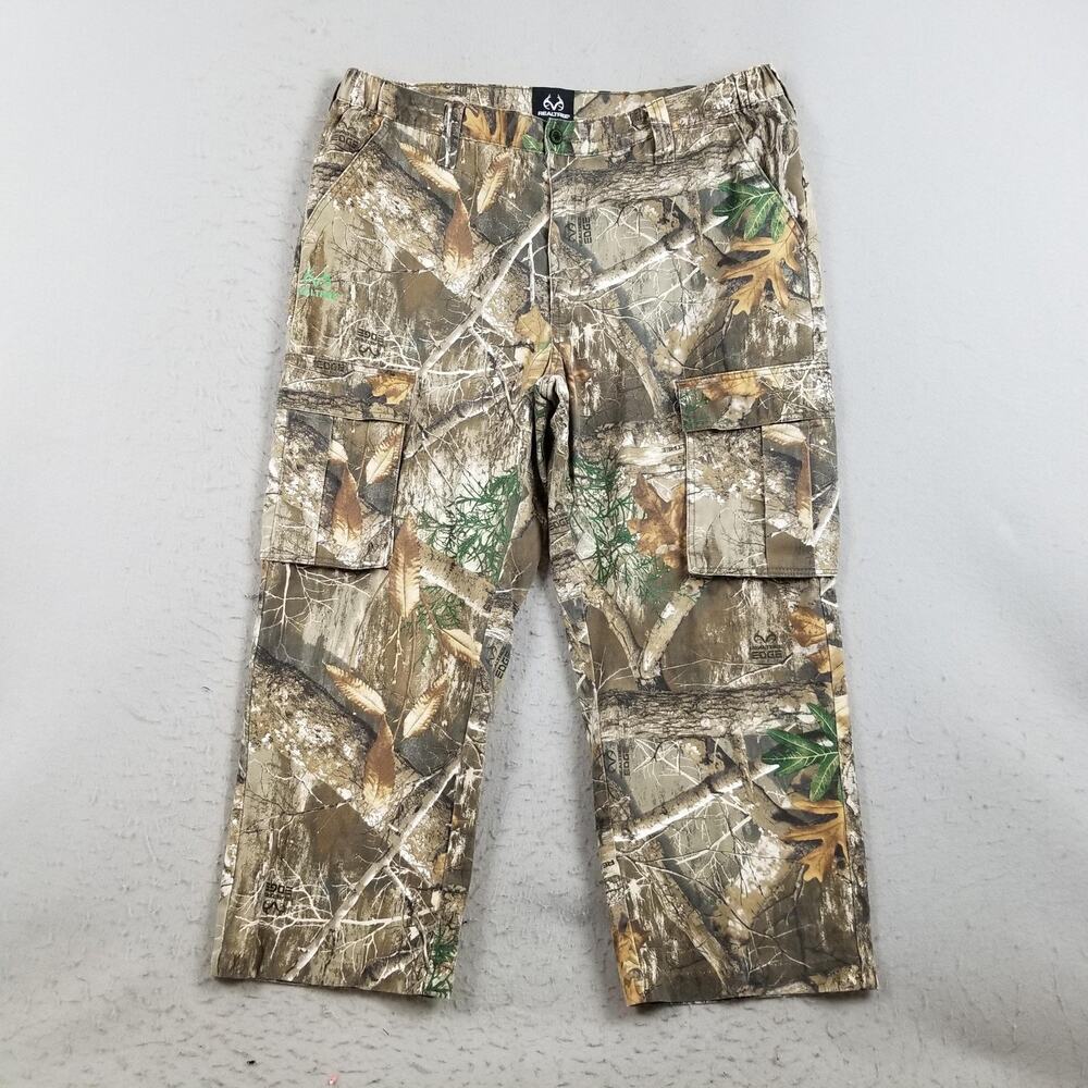 Realtree Shorts Mens XL 40 42‎ Brown Camo Cargo Elastic Waist 12 Inseam Outdoor